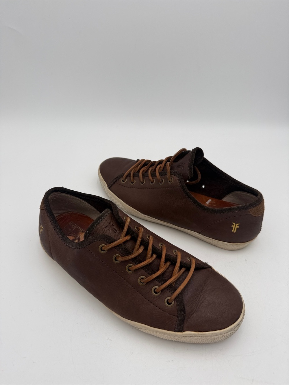 Fye Men's Casual Leather Sneakers - Brown 9 lace up casual office retro Y2K